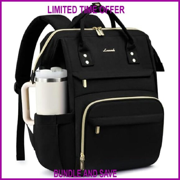 15.6 Inch Waterproof Laptop Backpack with Tumbler Holder, 19 Pockets main image 5